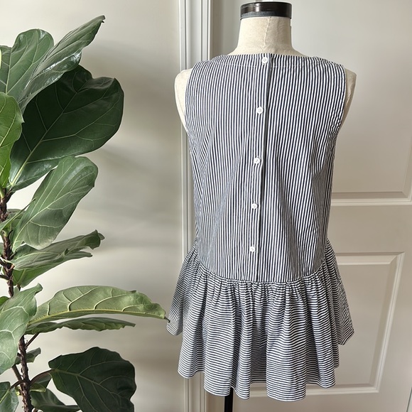 Tibi top size 0 100% cotton tunic shirt drop waist button down back blouse - Picture 3 of 6